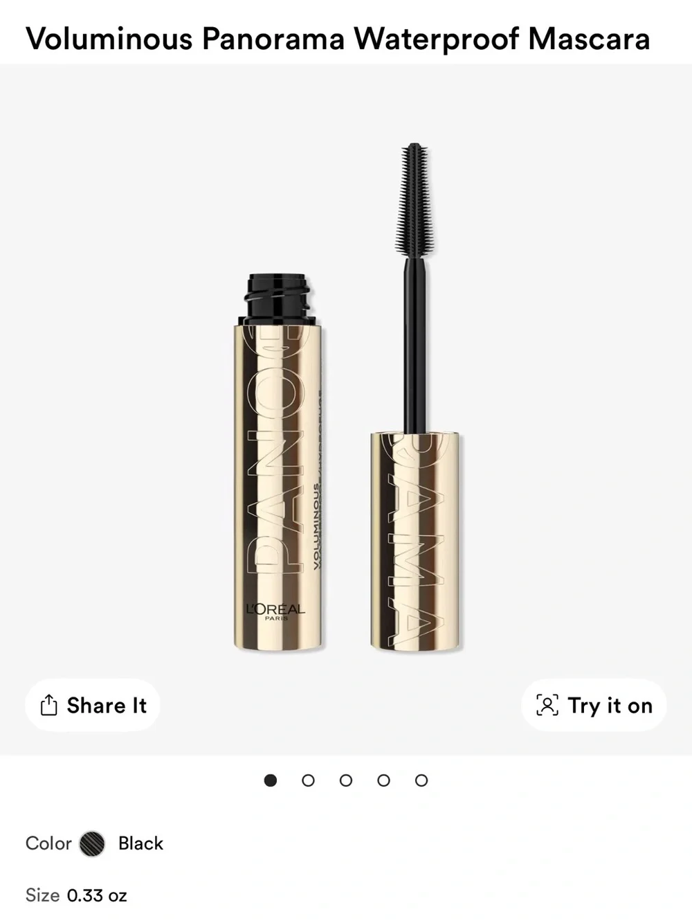 L'Oreal Voluminous Panorama Mascara 703 Black in Gold Tube (Set of 2)